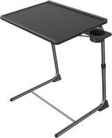 Adjustable TV Tray Table - TV Dinner Tray on Bed & Sofa, Comfortable Folding Table with 6 Height & 3 Tilt Angle Adjustments