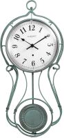 20 Inch Metal Pendulum Wall Clock Battery Operated,Large Schoolhouse Wall Clocks for Living Room Decor,Antique Aged Teal Green Finish,House Warming Gifts New Home