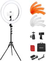 55W 18"/45cm Ring Light Kit [New Version], 5600K Dimmable LED Ringlight Tripod Stand Phone Holder for iPhone Selfie Makeup Lash Tattoo Studio Photo Video Recording Photography Lighting