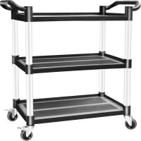 Utility Cart with Wheels, 3 Tier Rolling Cart, Food Cart, Plastic Heavy Duty Utility Cart, Restaurant Kitchen Service Cart on Wheels for Office Business Garage