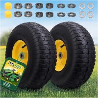 15x6.00-6 Tire and Wheel Assembly (2 Pack),Replacement Riding Lawn Mower Front Tires - With 3" Centered Hub and 3/4" Bushings (Extra 5/8" Bushings)