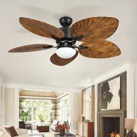 52" Palm Leaf Tropical Style Ceiling Fan LED Light
