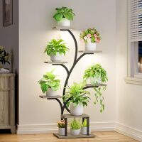 Plant Stand Indoor with Grow Lights, 7 Tiered Indoor Plant Shelf, 49" Corner Plant Stands for Indoor Plants, Metal Plant Flower Display Shelf, Tree-Shaped Plant Rack for Home, Patio