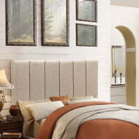 Upholstered Headboard King Foldable Headboard for King Bed Adjustable Height Oatmeal