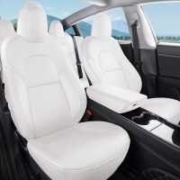 Tesla Model 3 Car Seat Covers Nappa Leather Car Interior Seat Airbag Compatible Cushion Cover Full Set Custom Fit 2023-2018