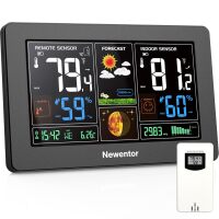Weather Station Wireless Indoor Outdoor Thermometer, Color Display Digital Weather Thermometer with Atomic Clock, Barometric Pressure, Forecast Station with Adjustable Backlight