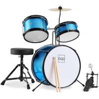 Kids Beginner 3-Piece Drum, Musical Instrument Set w/ Sticks, Stool, Pedal