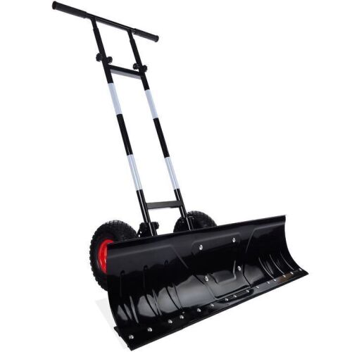 Galvanized Blade 2-Wheel Snow Pusher w/ Adjustable Handle - 36in