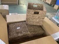 Set of 5 Collapsible Hyacinth Storage Baskets w/ Inserts - 12x12in