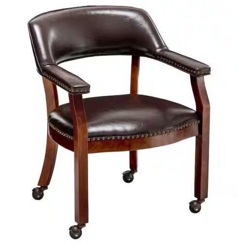 Convenience Concepts Take a Seat Dillon Espresso Vegan Leather Armchair with Wheels