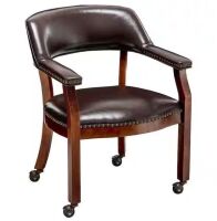 Convenience Concepts Take a Seat Dillon Espresso Vegan Leather Armchair with Wheels