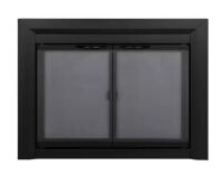Pleasant Hearth Carlisle Large Black Cabinet Style Glass Fireplace Doors