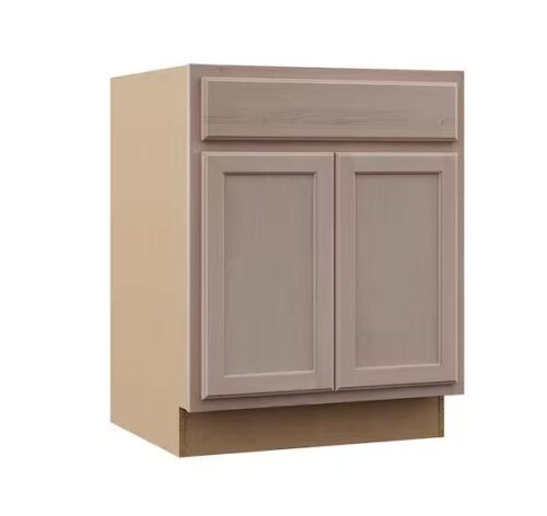 Hampton Bay Recessed Panel 27 in. W x 24 in. D x 34.5 in. H Assembled Base Cabinet in Unfinished