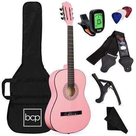 Beginner Acoustic Guitar Set w/ Case, Strap, Extra Strings - 38in