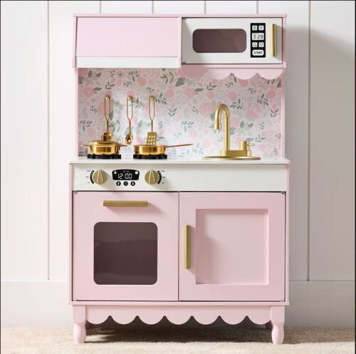 Pretend Play Cottage Kitchen Wooden Toy Set for Kids w/ 5 Accessories