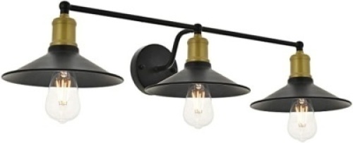 3-Light&nbsp;Industrial Black Finish Wall Sconce&nbsp;