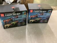 Lot of (2) Set of 4 Rechargeable Laser Tag Blasters w/ Docking Station, No Vests Needed