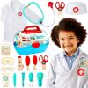Pretend Play Doctor Kit w/ 18 Accessories, Coat, Hat, Carrying Case