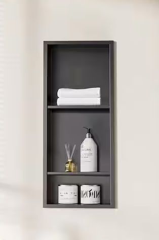 12 in. W x 30 in. H x 4 in. D Waterproof Recessed Shower Niche with Double Shelves in Matte Black, No Tile Needed