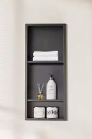 12 in. W x 30 in. H x 4 in. D Waterproof Recessed Shower Niche with Double Shelves in Matte Black, No Tile Needed
