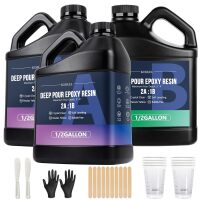 Deep Pour Epoxy Resin, 1.5Gallon Resin Epoxy Kit (2:1) for 2-4 Inch Pour Depths，Bubble Free, Low Odour, Crystal Clear Casting Resin for Bar Tops, Table Tops, River Tables, Wood Fillers, Crafts