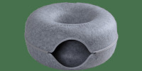Peekaboo Cat Cave Scratcher for Multiple & Large Cats up to 45 lbs, 3-in-1 Self Warming Cat Bed, Donut Tunnel & Scratching Post for Indoor Cats, Washable & Detachable