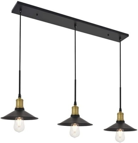 3-Light&nbsp;Industrial Black Finish Pendant Light