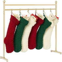 3ft Christmas Stocking Stand, Hanging Holiday Decor Display w/ Name Tags, Chalk Marker - Gold