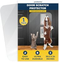 PROTECTO Heavy Duty Door Protector from Dog Scratching, 35 x 24&rdquo; Clear Door Scratch Protector, Easy & Quick to Install on Window, Wall, Screen & Sliding Doors | Cat Scratch Guard for Indoors Outdoors