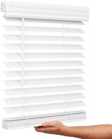 Lotus & Windoware Cordless, 2 Inch Faux Wood Blind, 35" Wide x 36" Long, Window Blinds, Blinds & Shades, Blinds for Indoor Windows, Embossed, Bright White