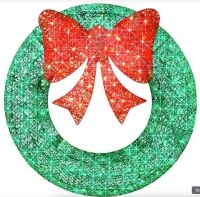 BCP Pre-Lit Outdoor Christmas Wreath, 36in, Red & Green