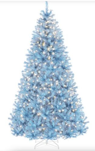 BCP Pre-Lit Artificial Baby Blue Christmas Tree w/ Incandescent Lights, 9'