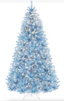 BCP Pre-Lit Artificial Baby Blue Christmas Tree w/ Incandescent Lights, 9'