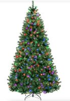BCP Premium Artificial Pre-Lit Pine Christmas Tree, 6.5'