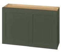 Lot of (2) Hampton Bay Avondale 36 in. W x 12 in. D x 24 in. H Ready to Assemble Plywood Shaker Wall Bridge Kitchen Cabinet in Fern Green