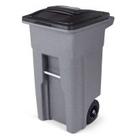 Toter 32 Gal. Graystone Trash Can with Quiet Wheels and Attached Lid