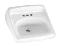 American Standard Lucerne Wall-Mounted Bathroom Vessel Sink with Faucet Holes on 4 in. Center in White