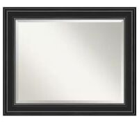 Amanti Art Medium Rectangle Satin Black Beveled Glass Modern Mirror (27.75 in. H x 33.75 in. W)