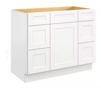 Hausvita 42 in. W x 21 in. D x 34.5 in. H in Shaker White Plywood Ready to Assemble Floor Vanity Sink Base