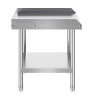 VEVOR 24 x 24 x 26 in. Stainless Steel Work Table with Adjustable Height 3-Sided Backsplash