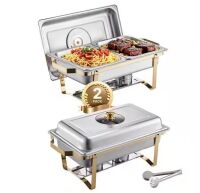 VEVOR 8 qt. Stainless Chafing Dish Buffet Set with 2 Full & 4 Half Size Pans