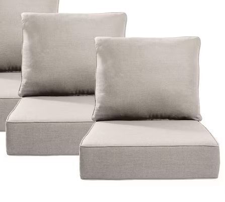 Pocassy 24 in. x 24 in. x 6 in. 4-Piece CushionGuard Outdoor Thicken Sofa Deep Seat Replacement Cushion Set in Beige