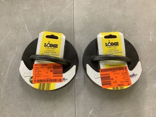 Lot of (2) Lodge 6.25 in. Cast Iron Burger Press