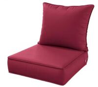 WNP 24 in. x 24 in. x 5 in. Square Outdoor Deep Seating Cushion Set for Lounge Chair Burgundy