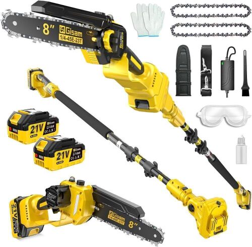 Gisam 8Inch Brushless Cordless Pole Saw & Mini Chainsaw