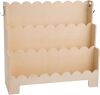 3-Tier Scalloped Bookcase with Hooks for Backpacks