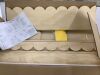 3-Tier Scalloped Bookcase with Hooks for Backpacks - 3