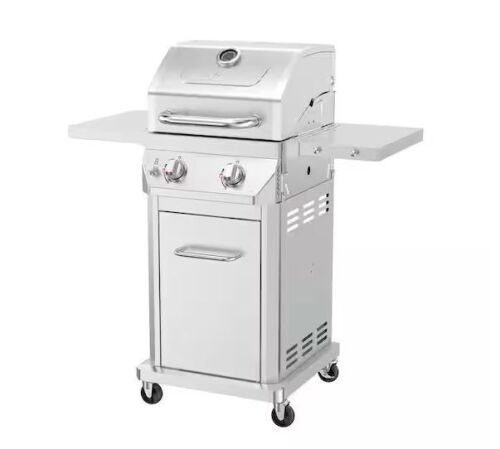 Nexgrill 2 Burner Stainless Steel Propane Gas Grill with Folding Side Shelves