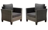 OVIOS Gray Wicker Outdoor Patio Chairs, 2 Pack