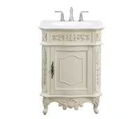 Home Decorators Collection Winslow 26 in. Single Sink Freestanding Antique White Bath Vanity with White Marble Top